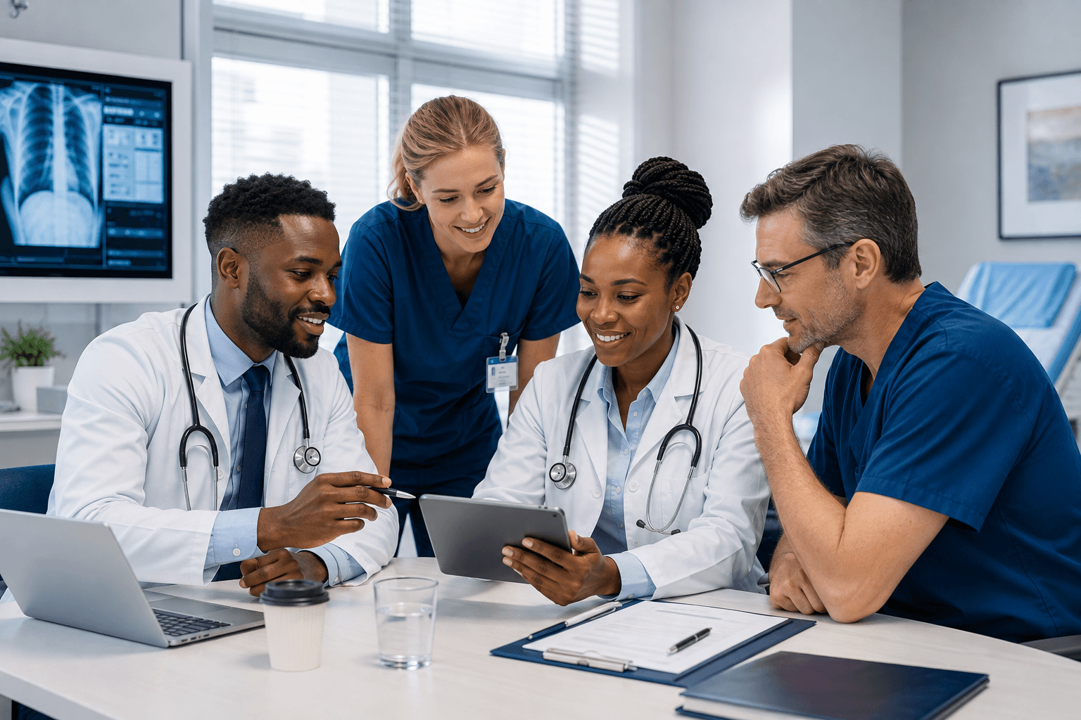 Healthcare professionals using connected technology